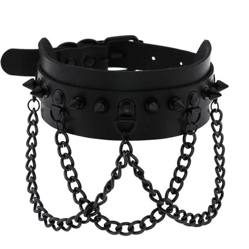 

Black Leather Choker Female Collar For Women Goth Punk Chain Harajuku Necklace Sexy Vegan Chocker Festival Girls Gothic Jewelry