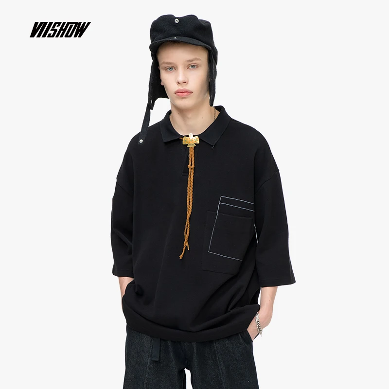 VIISHOW 2019 летние рубашки поло мужчин бренд квадратный воротник с коротким рукавом