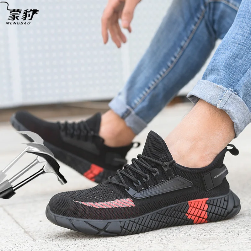 

Кроссовки мужские рабочие со стальным носком, дышащие легсветильник, Нескользящие, непробиваемые, спортивная обувь,