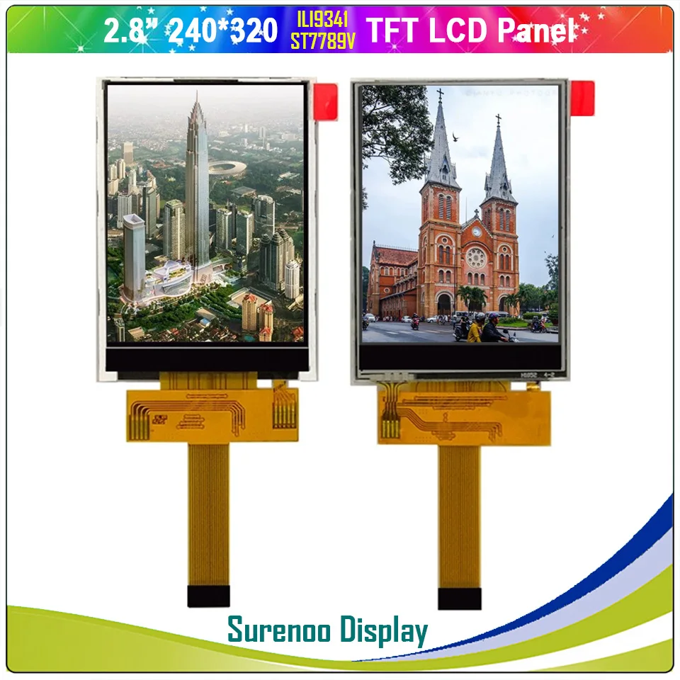 شاشة عرض LCD مقاس 2.8 بوصة 240 × 320 18 بكسل/0.5 ، وحدة عرض تسلسلية SPI TFT ، شاشة LCM مدمجة ، ILI9341 ST7789V w مع لوحة لمس مقاومة
