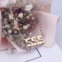 stainless steel number digital pendant necklaces for women men gold silver color chain necklace fashion jewelry gifts