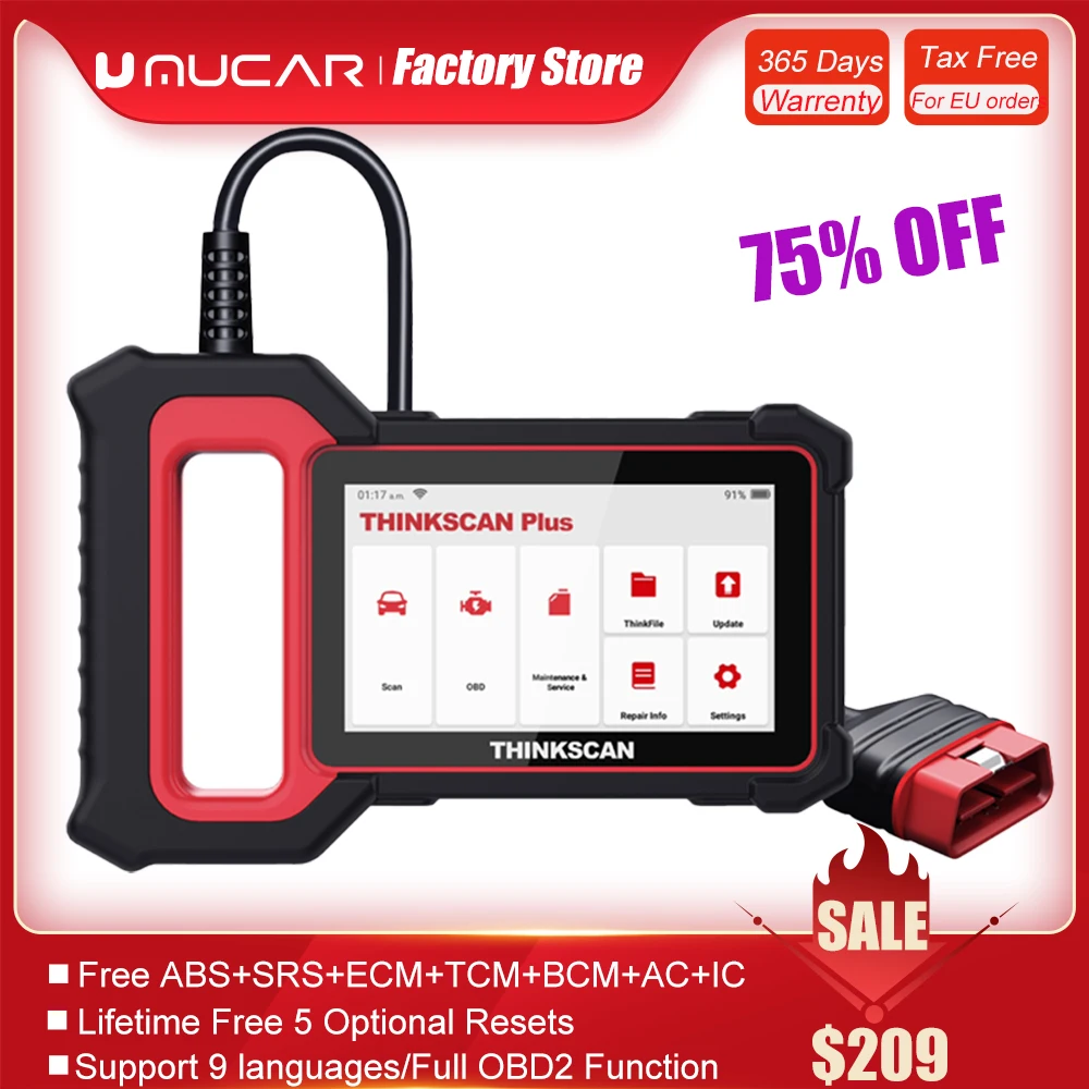 

Диагностический сканер THINKCAR Thinkscan Plus S7, obd2, ABS, SRS, 28 дюймов