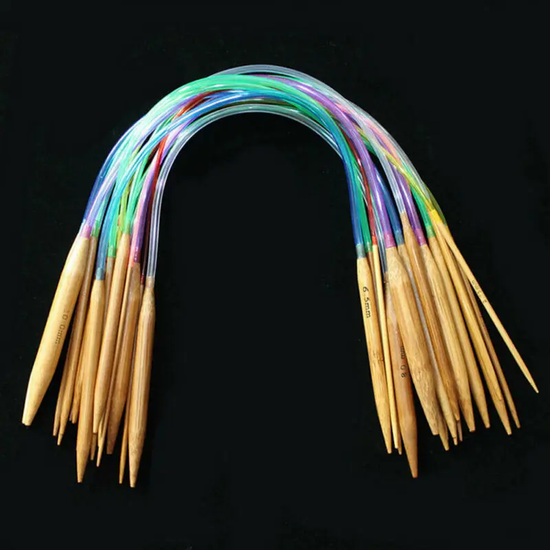 Модные бамбуковые круговые спицы с двойным острым носком 40 120 см 18 шт./компл.