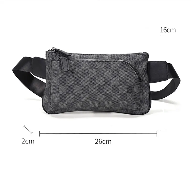 

Men's Street Pockets Plaid Style Fashion Chest Bag PU Leather Chest Bag Can Be Slung Mobile Phone Shoulder Bag Casual Trend New