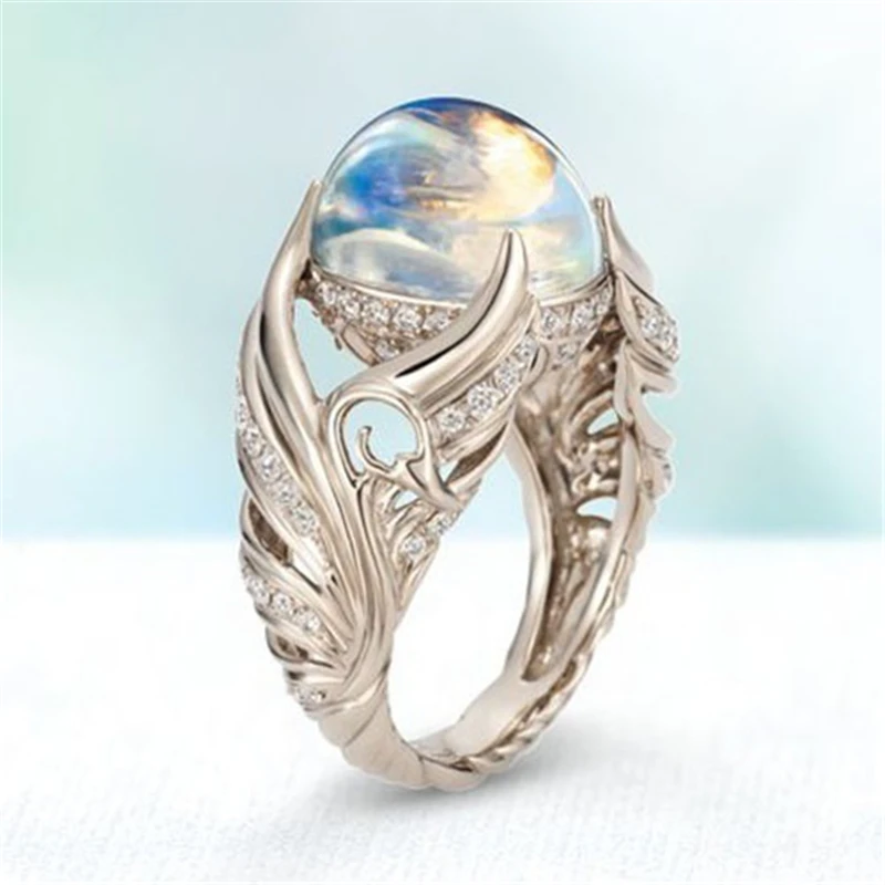 100% Real S925 Sterling Silver color Moonstone Bizuteria Gemstone Ring for Women Anillos De Fine Silver 925 Jewelry Hip-hop Ring hyperbole moonstone ring thai silver 925 circular moonstone rings anillos de wedding bizuteria turquoise diamante females rings