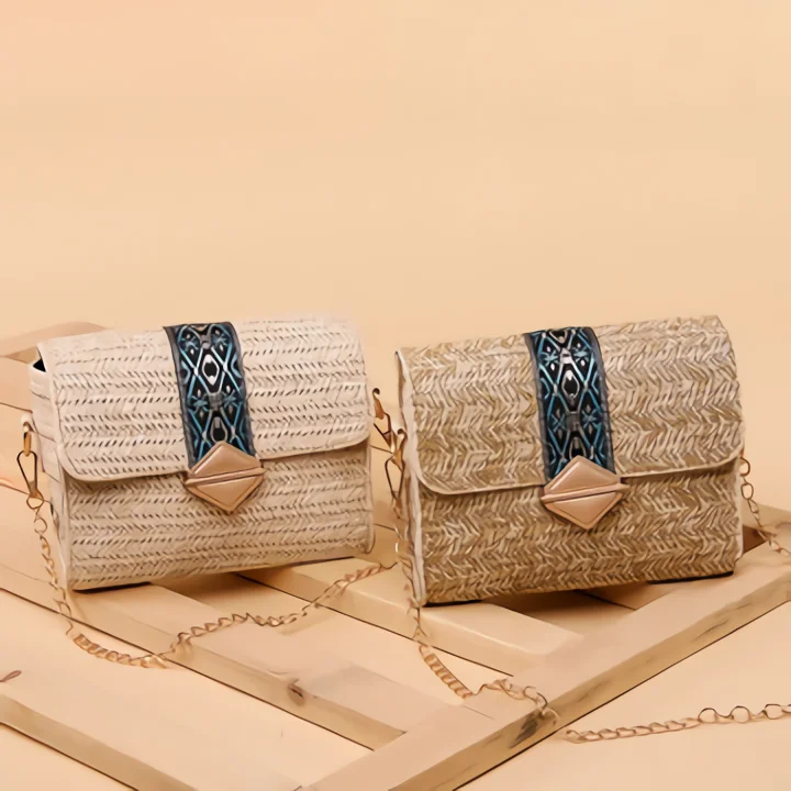 

Square Style bamboo straw woven Handbag Women Summer Rattan Bag Handmade Woven Forest Beach Shoulder Bag leisure New Fashion