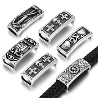 2pieces stainless steel slide charms skull punk patterned slider bead fit 126mm flat leather diy men jewelry making supplies