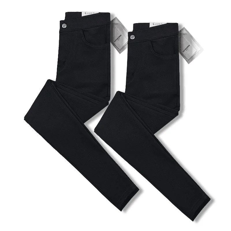 

Black trousers autumn and winter Korean high waist elastic thin tight pencil Leggings with velvet Leggings