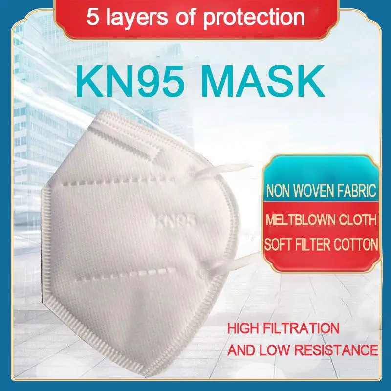 

FFP2 mask With breathing valve kn95 protective mask, five layer filtering ear type dust and particle prevention mask