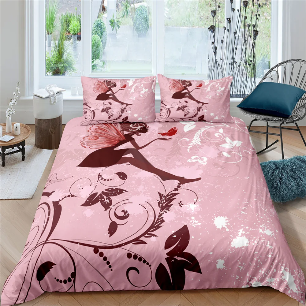 

Flower Fairy Bedding Set Queen 3D Cute Printed Duvet Cover Bedclothes 2/3pcs Home Textiles Luxury High Quality Bedspread