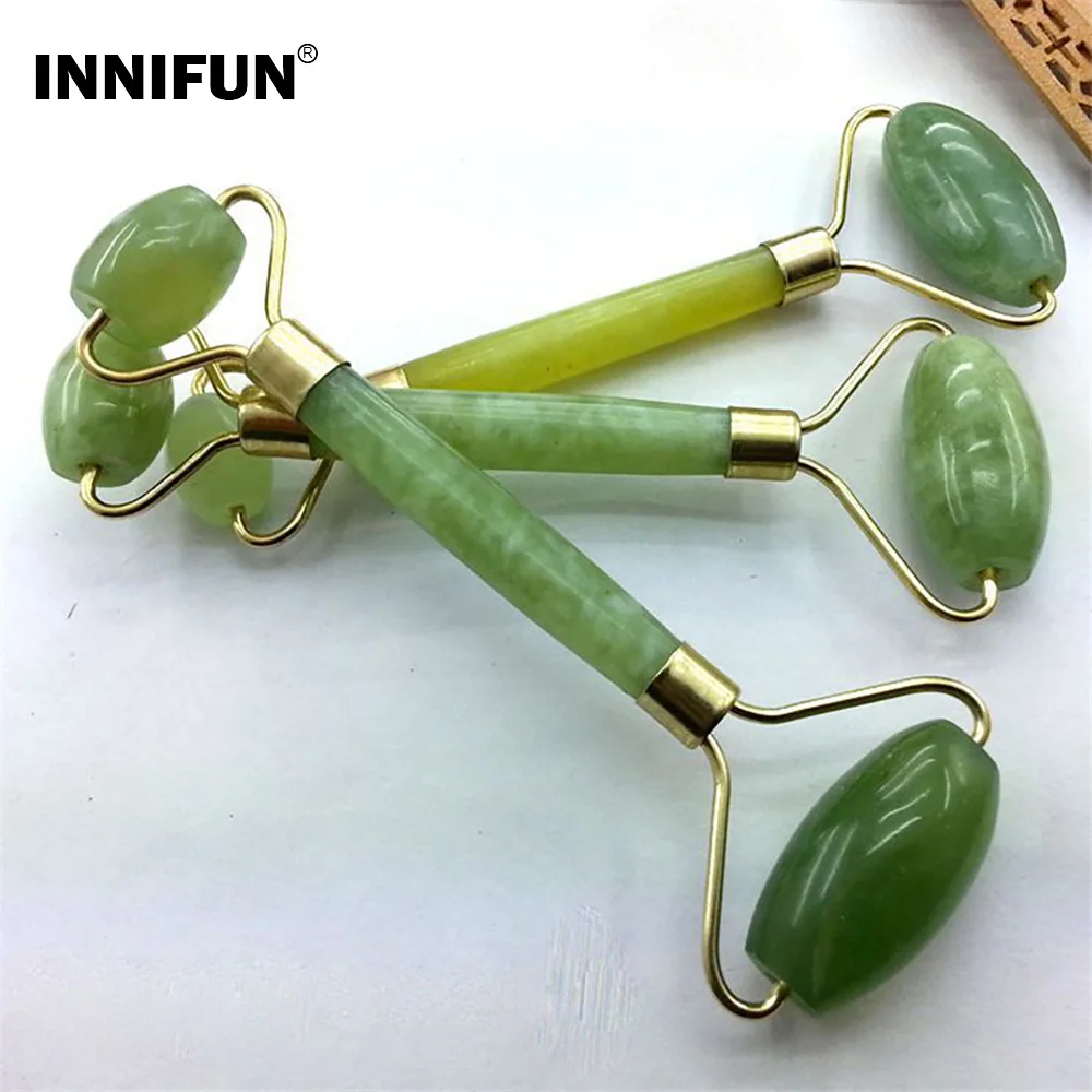 Двойная головка нефритовый ролик для массажа лица Массажер похудения инструмент