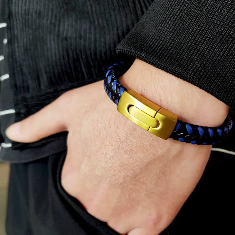 MYLONGINGCHARM Man Braided rope Bracelet with Magnetic Clasp Trendy Men for father or boyfriend | Украшения и аксессуары
