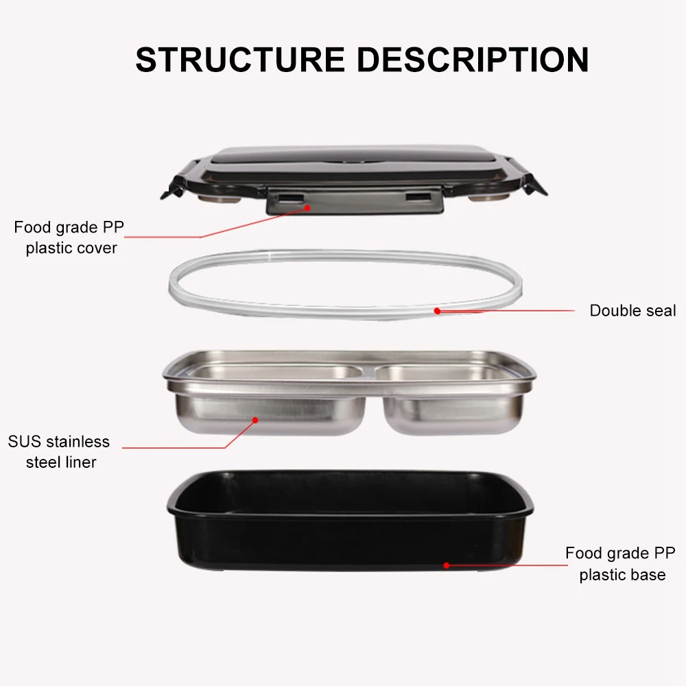 Новый 4 шт Ланч-бокс Детский Взрослый контейнер для пищи с подогревом 304 из