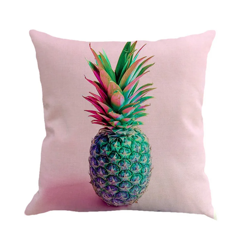 

2pcs/set Cushion Cover Throw Pillow Case for Sofa Home Decoration Flax Tropical Fruit Painted Pineapple Pattern Pillowcase