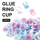 Quewel 100 шт Одноразовые клеевые кольца для ресниц Клей Палетка держатель легко сделать объем вентиляторы ресницы инструмент для наращивания оптом