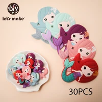 lets make 30pcs silicone mermaid silicone beads no bpa baby teethers necklace children diy toy accessories chewable toys