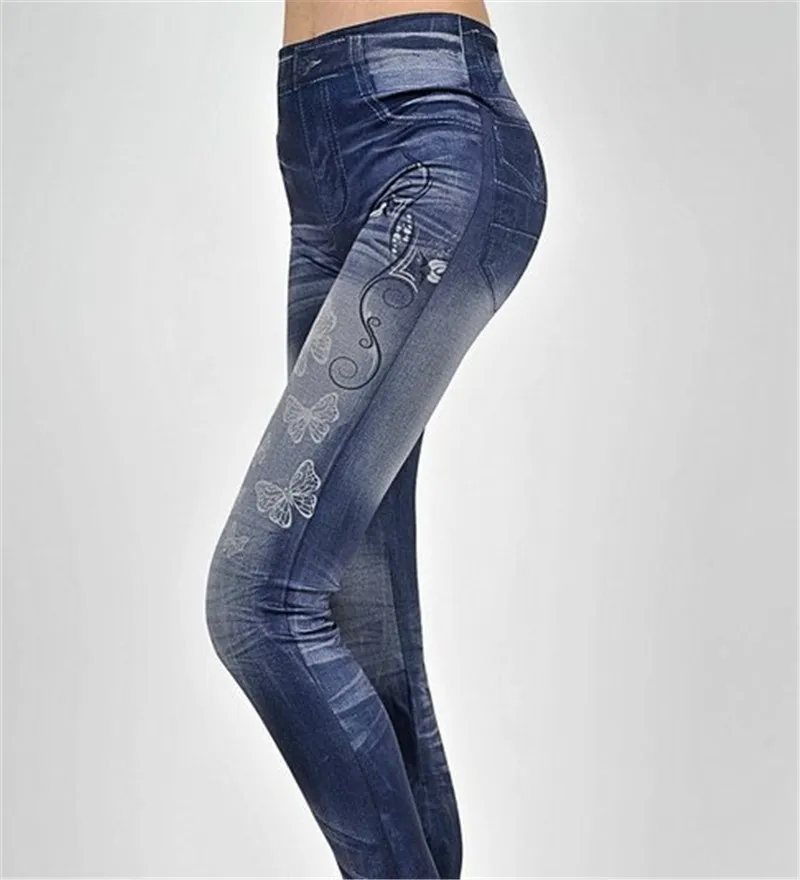 

Mandylandy Women Sexy Skinny Leggings Butterfly Print Jeans Jeggings Stretchy Denim Pants