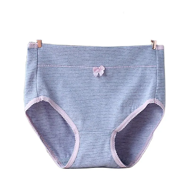 Женские хлопковые трусики в полоску Migh-rise удобные бесшовные для девушек женское