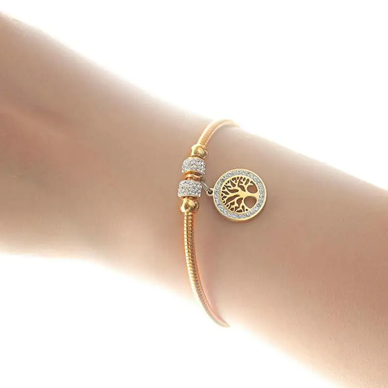 Women's stainless steel bracelet Tree of life Round Beads Magnet Bracelet | Bracelets