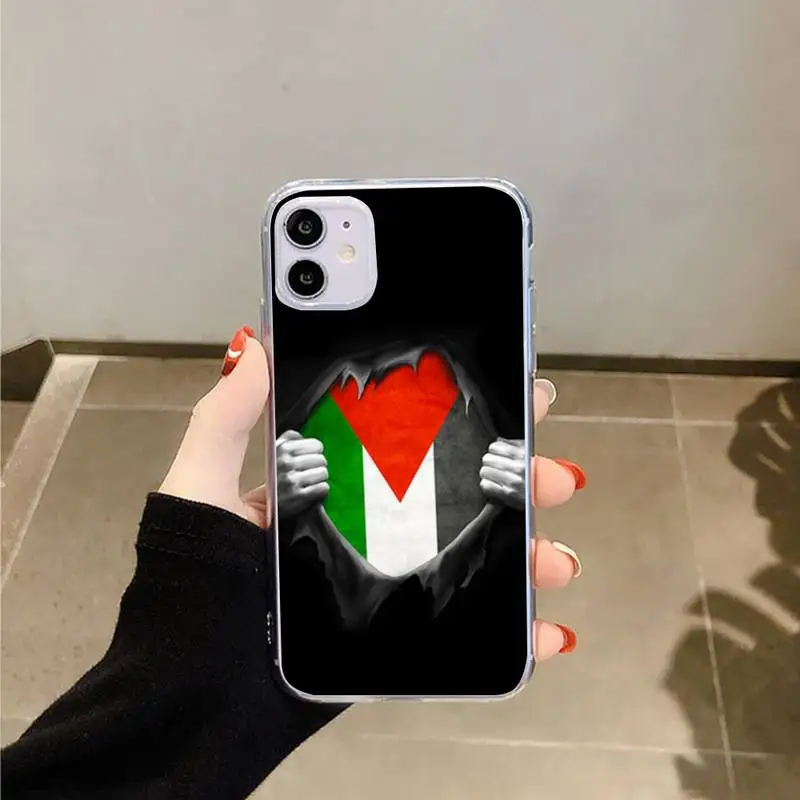 

Free palestine flag Phone Case Transparent for iPhone 6 7 8 11 12 s mini pro X XS XR MAX Plus