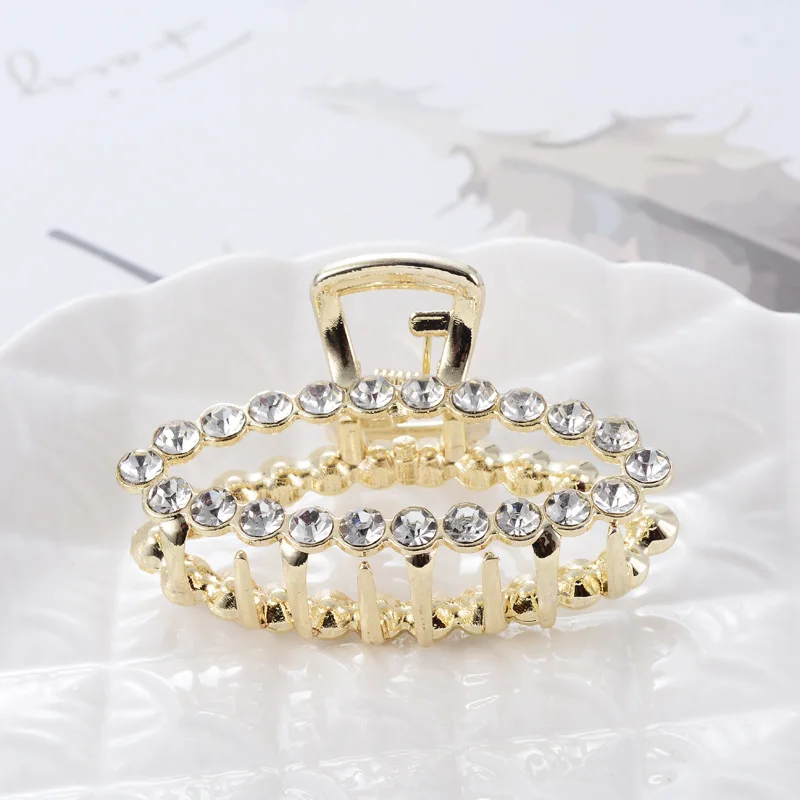 12 1Pc Geometric Pearl Hair Clip Crab Claw For Women Girls Hollw Full Rhinestone Metal Hair Claws Heart Fashion Hair Accessorie - Цвет: 12