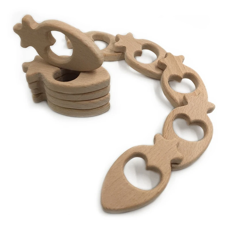 

New 1pcs Baby Teether DIY Vegetable Pendant Teething Toys Shape Food Grade Materials Organic Chew Gift Wooden Teether