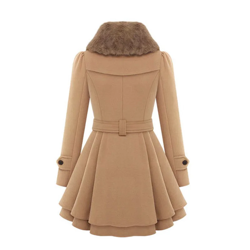 

Womens Coats Winter Ladies Long Polyester Turn-down Collar Wool Fashion 2019 Plus Size Coat Elegant Female Jacket