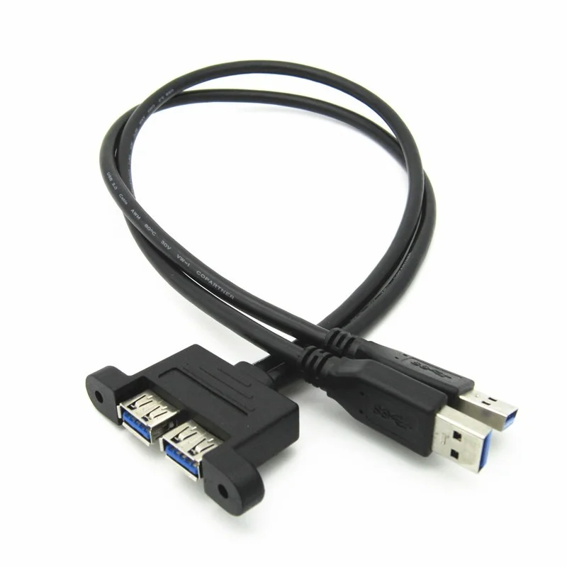 High Speed Dual Port Usb 3.0 Male To Female Screw Lock Panel Mount Extension Expansion Bezel Data Cable Cord 0.3m/0.5m/1m/1.5m |