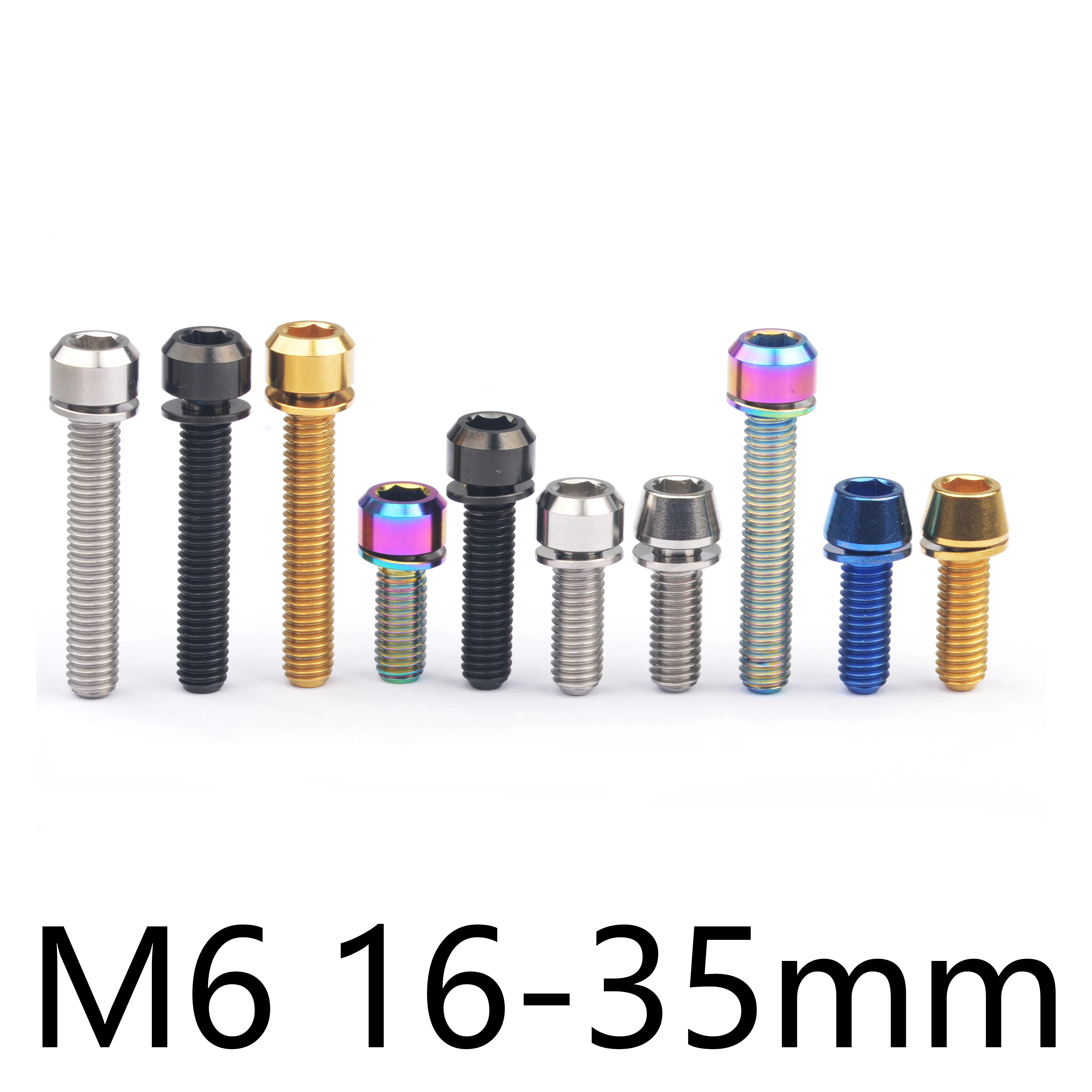 

Титановый Ti-болт Yaruijia M6x 16 18 20 25 30 35 40 мм с шайбой для велосипеда, дисковый тормоз, подседельный штырь, зажим, винт ступицы