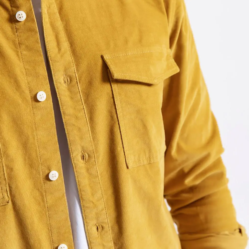 Мужская вельветовая рубашка SIMWOOD повседневная приталенная из хлопка с длинными