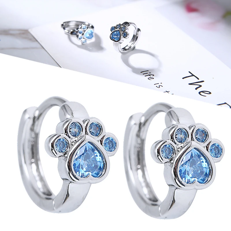 

Серьги-кольца женские в форме кошачьей лапы, с фианитами