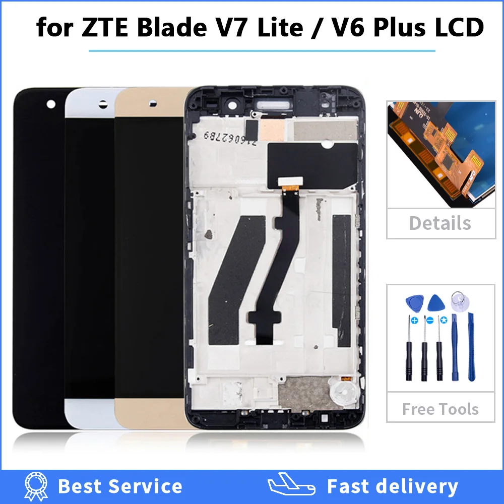ЖК дисплей для ZTE Blade V7 Lite / v6 plus сенсорный дигитайзер экран 5 дюймов с рамкой в