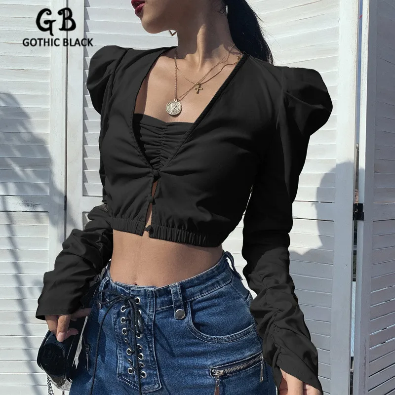 Женская футболка с длинным рукавом Gothic Black черная однотонная облегающая