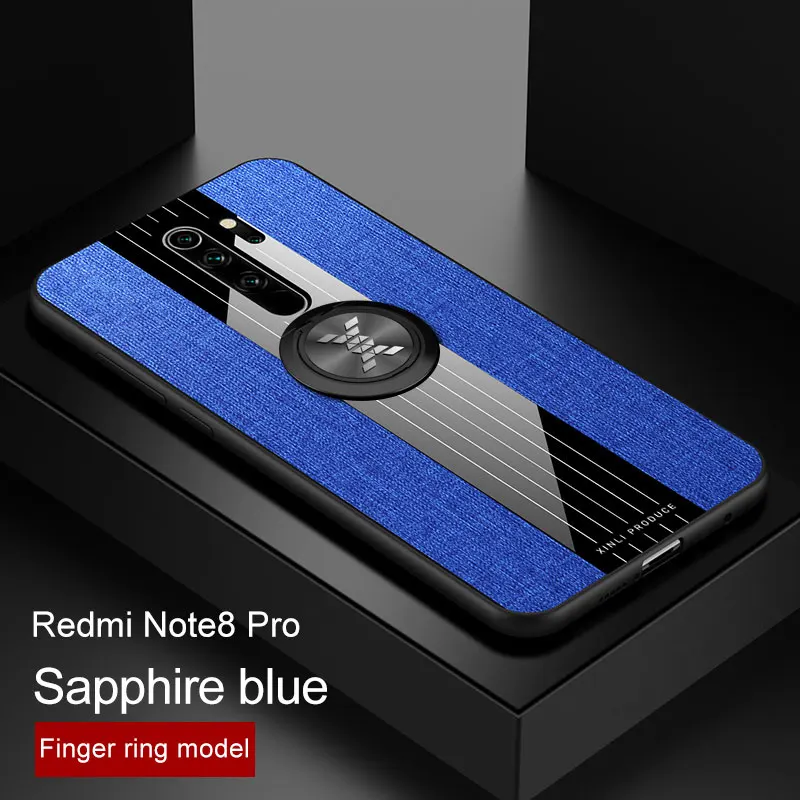 blue and ring Xiaomi Redmi Note 8 Pro Чехол Мягкий Силиконовый противоударный бампер для Redmi Note 8 тканевая задняя крышка Xiaomi Note 8 Plus чехол для телефона s - Цвет: blue and ring