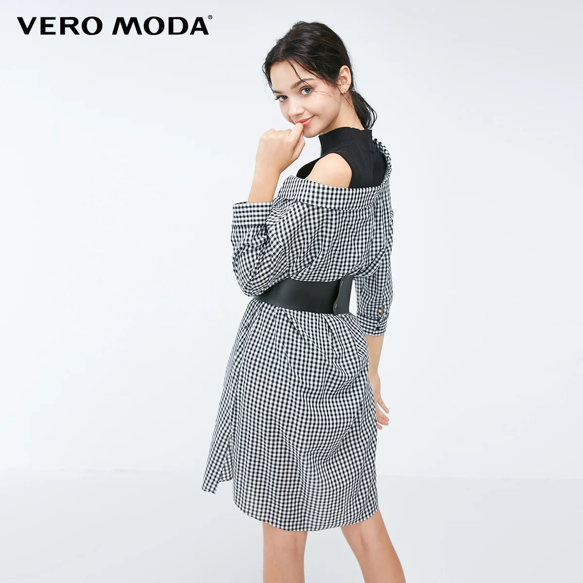 Vero Moda Новое поступление вязаный жилет клетчатое платье-рубашка | 3184SZ506