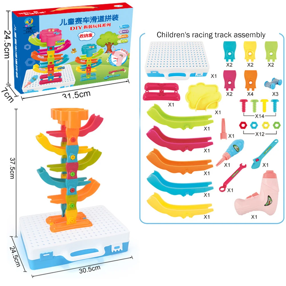 

Christmas Gift Track Blocks Race Run Maze Ball Track Building Blocks Educational Set ABS Assemble Funnel Slide Toys