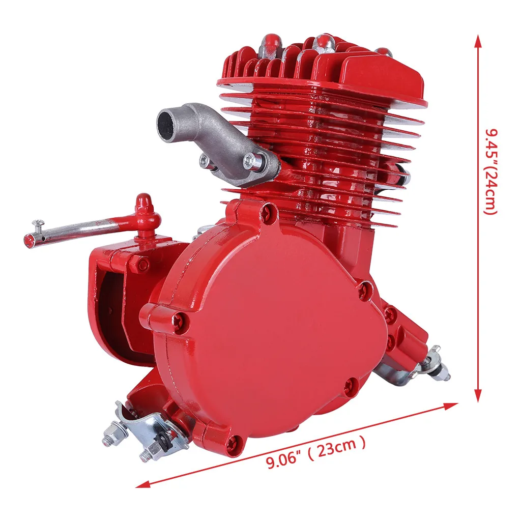 Новый красный 80CC 2 цикла газовый двигатель моторизированный велосипед мопед