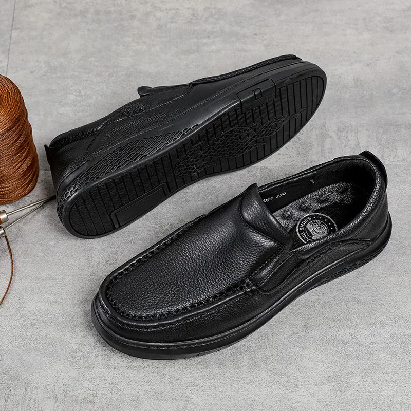 mens dress shoes italian genuine leather luxury brand loafers slip on cow formal moccasins men | Обувь