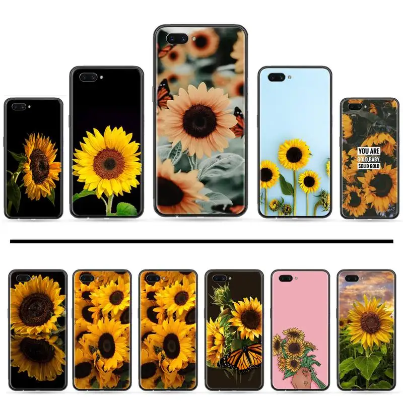 Мягкий силиконовый чехол для телефона из ТПУ с цветами подсолнухами OPPO R9 R11 R15 R17