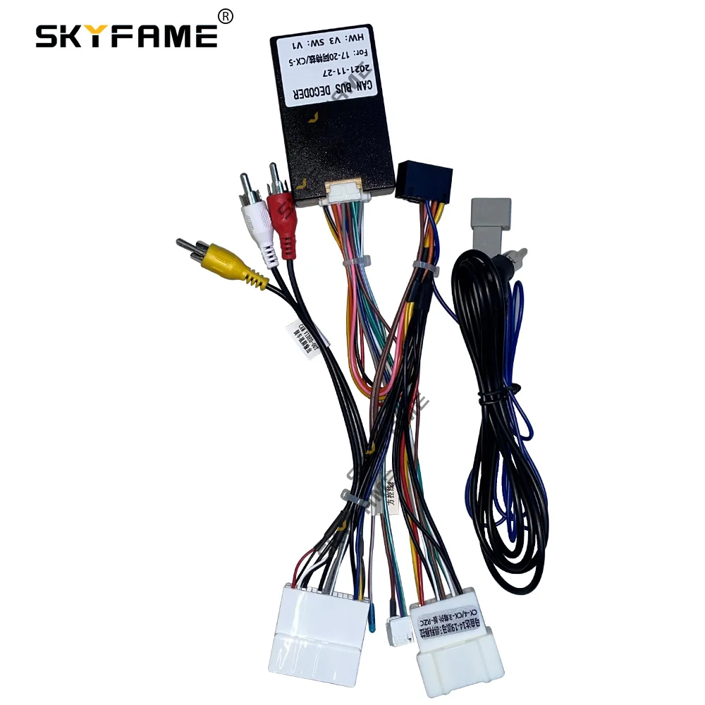 SKYFAME Car Stereo Wire Harness Adapter Canbus Box Decoder For Mazda 6 Atenza CX-5 Axela Mazda 3 Axela CX5 16Pin Power Cable
