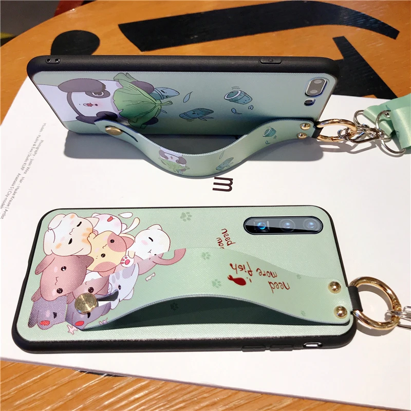 phone holder case for huawei p30 mate 20 pro p20 lite honor 8x nova 3 3i 4 5 5i soft tpu neck crossbody wrist strap lanyard case free global shipping