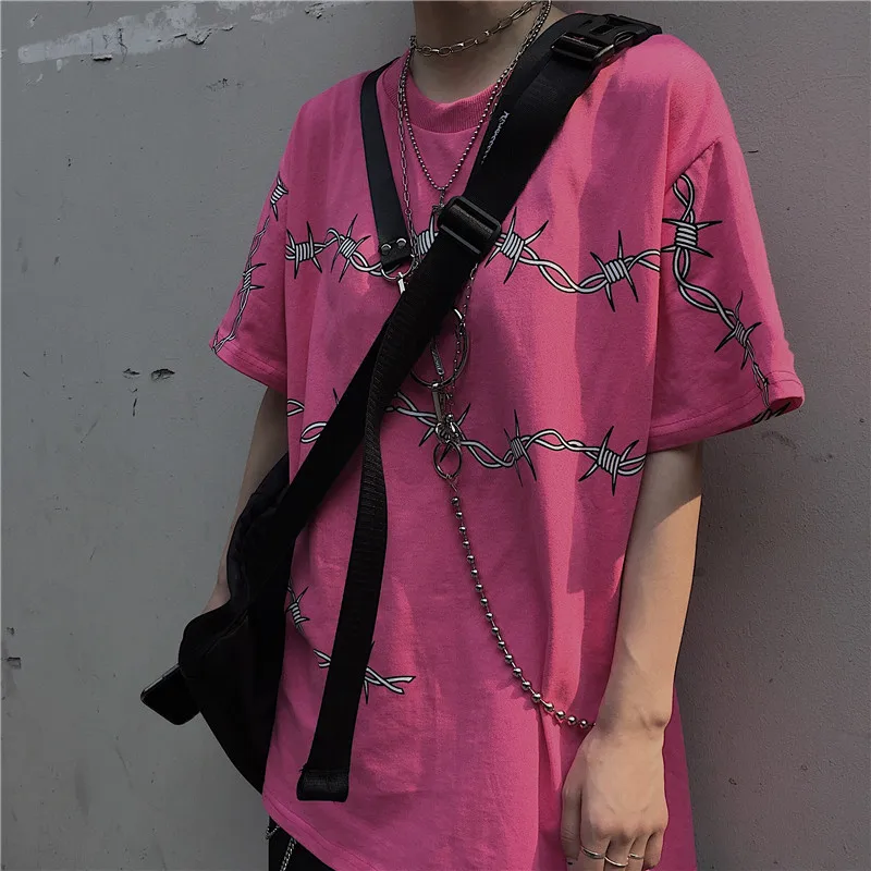 Женские футболки Harajuku с изображением чертостей и шипов уличная одежда футболка