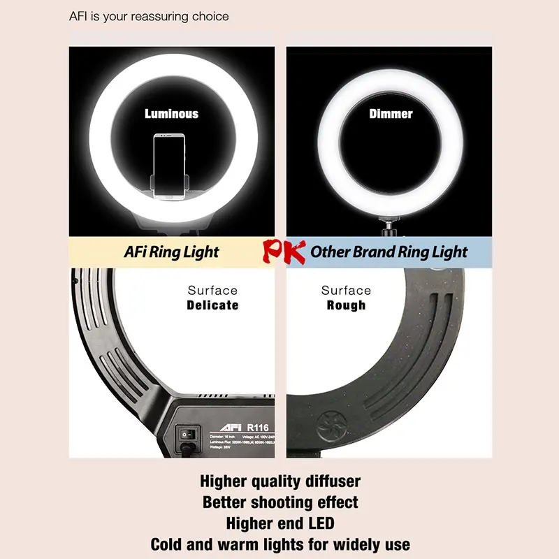 Светодиодный кольцевой светильник с регулируемой яркостью фотографический 16