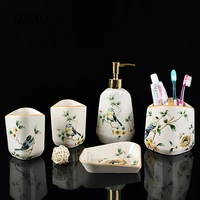 riches and honour flowers bathroom 5pcsset ceramic bathroom accessory set wedding gift bathroom supplies kit dispenser soap box