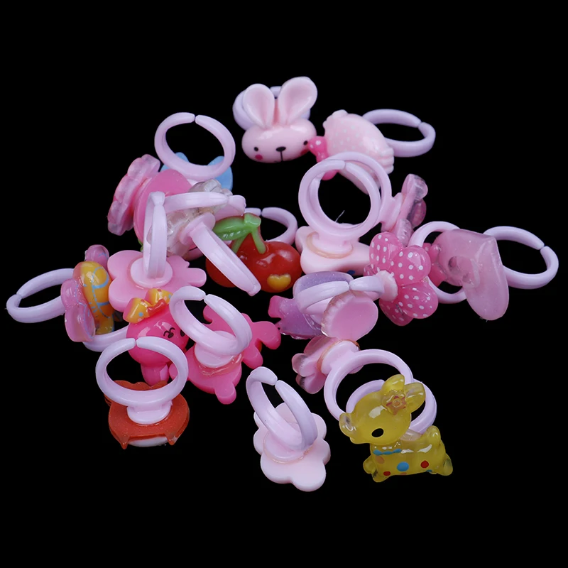 20 шт. милые детские кольца с дизайном цветов животных модные аксессуары для