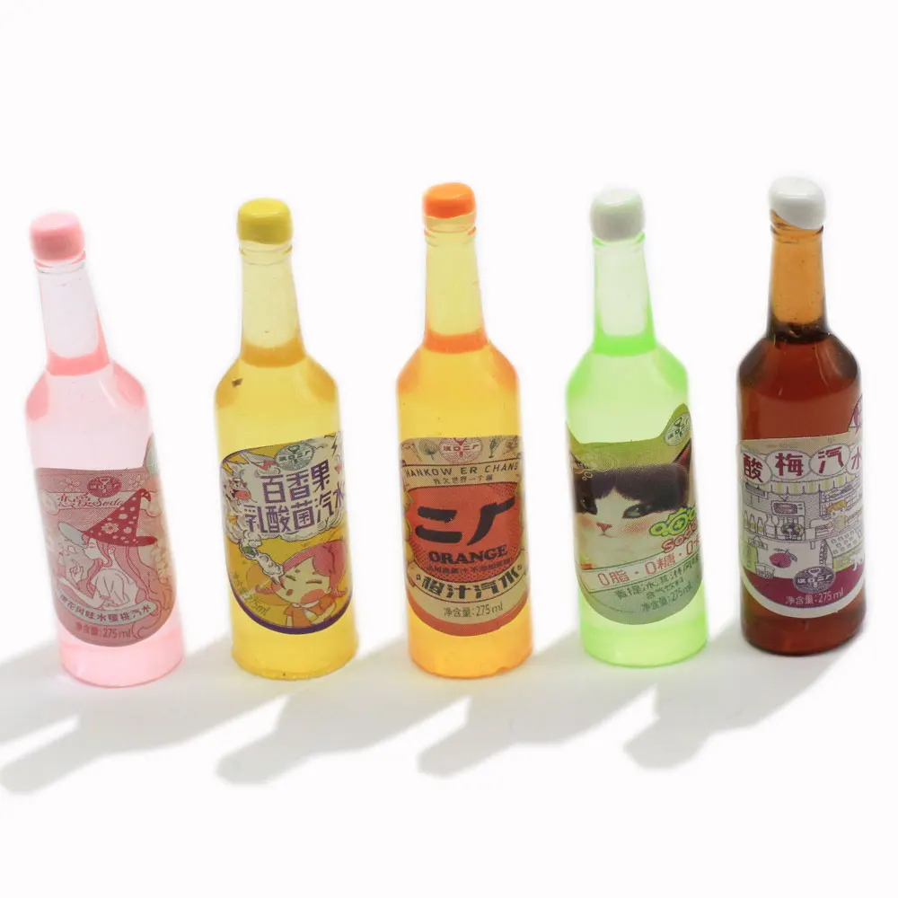 

20/50pcsWholesale Pretty 3D Glass Clear Resin Bottle Simulation Drink Kawaii Cabochons For Craft DIY Decors