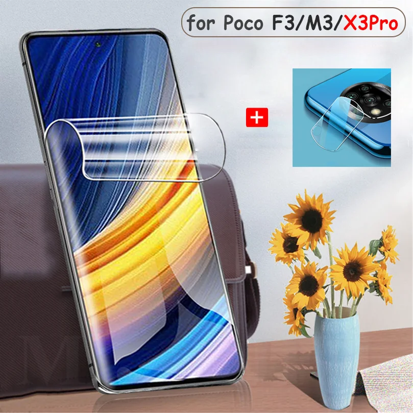 

2~5Pcs Soft Glass for Xiaomi Poco X3 Pro Hydrogel Film + Camera Protector Poco X3 NFC Pocophone F3/M3 Crystal Film Pocofone X3 Pro Screen Protector