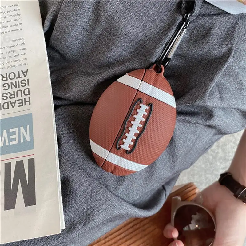 

1Pc Rugby Shape Silicone Wireless Earphone Case Compatible for Apple Airpods 1/2