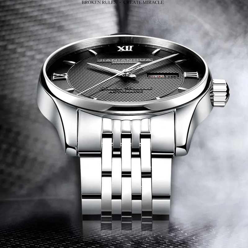 Fashion Brand Men Business Style Mechanical Watches Self-winding Automatic Dress Wrist watch Roman Calendar Watch Water Proof