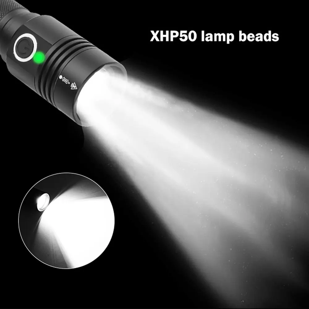 Портативный Ультра высокая яркость XHP70 светодиодный светильник 18650 XHP50 флэш-светильник USB Перезаряжаемый Тактический светильник 26650 фонарь с зумом